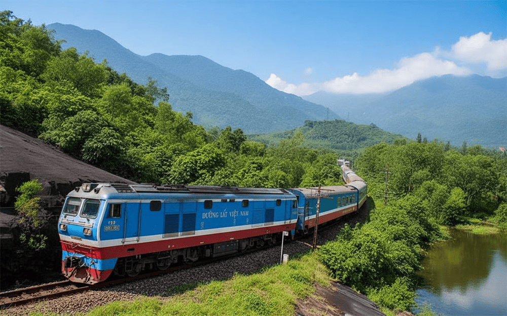 Bạn có thể đi tàu hỏa đến Vinh, sau đó bắt taxi để đến biển Thiên Cầm.